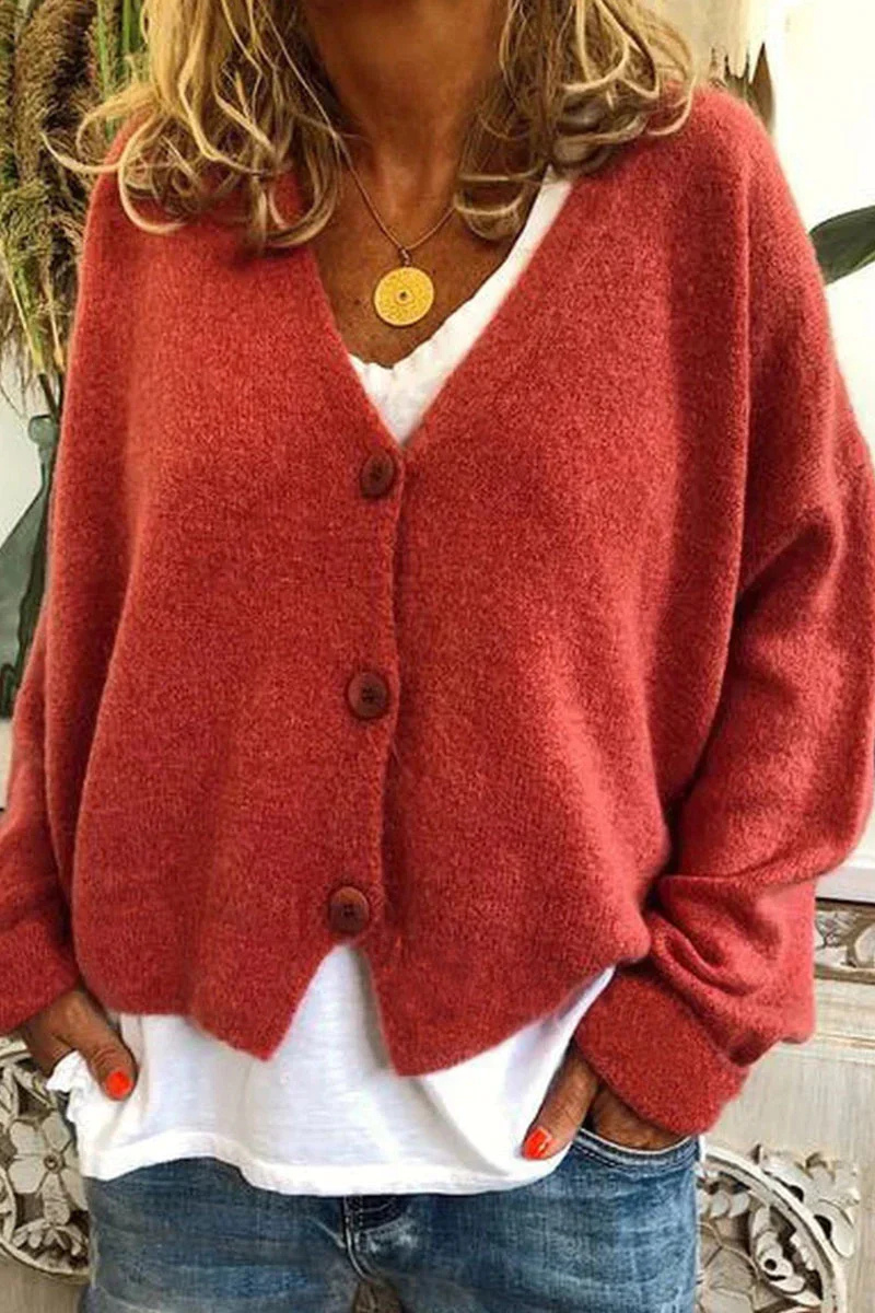 Kurze Damen Strickjacke Rot Elegante