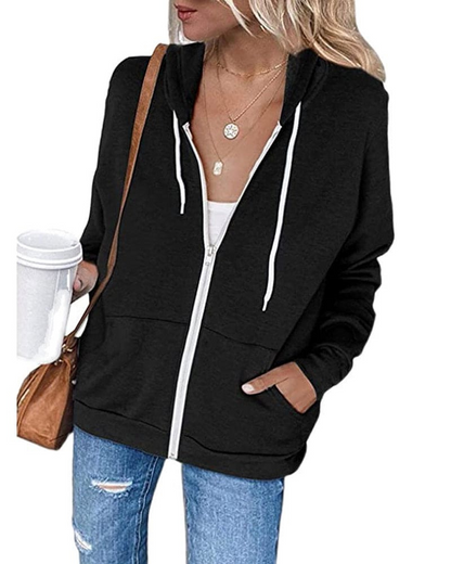Damen Kapuzenpulli Schwarz Modern