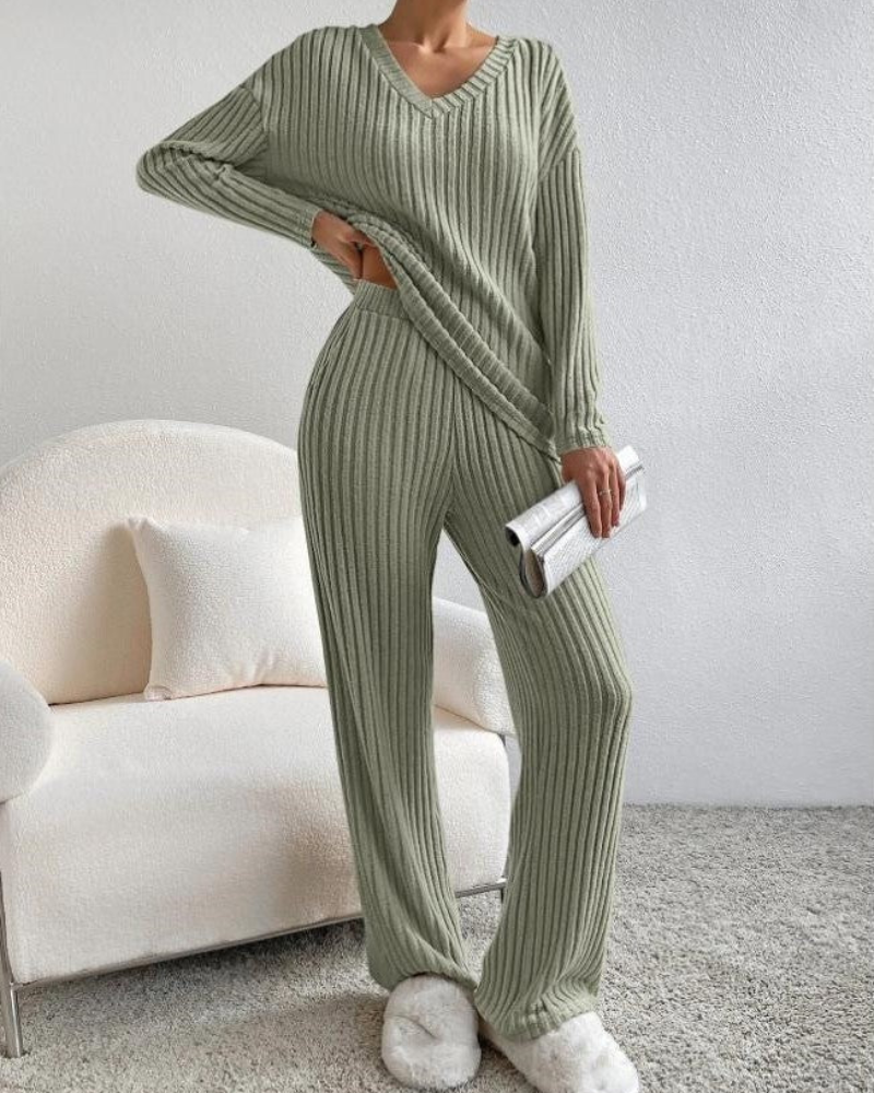 Damen Hausanzug Zweiteiler Loungewear Set Bequem