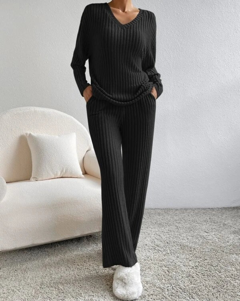Damen Hausanzug Zweiteiler Loungewear Set Bequem