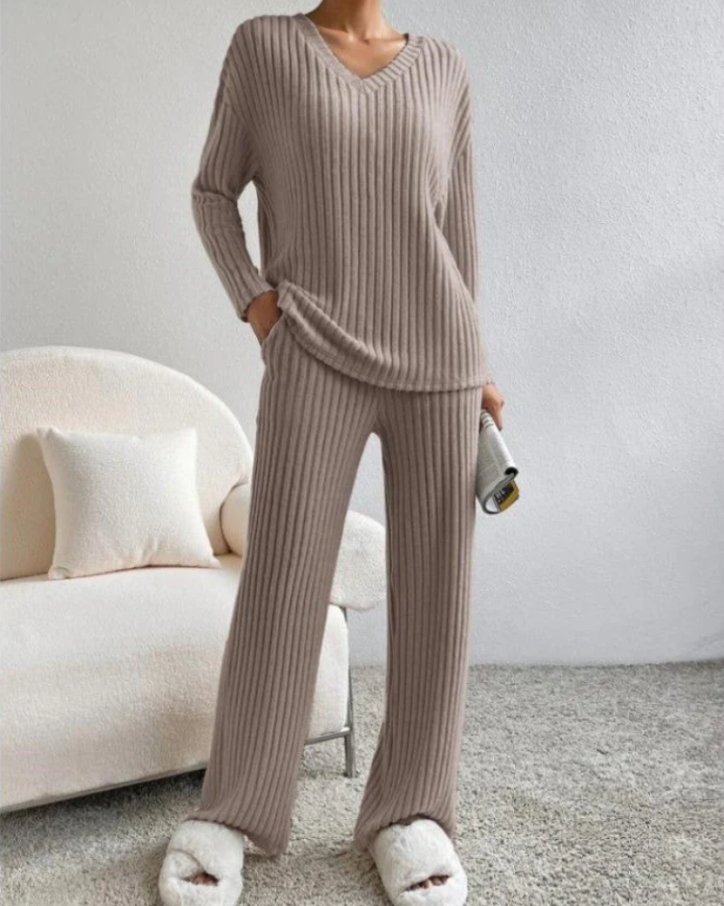 Damen Hausanzug Zweiteiler Loungewear Set Bequem