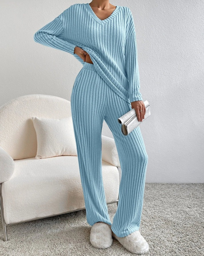 Damen Hausanzug Zweiteiler Loungewear Set Bequem