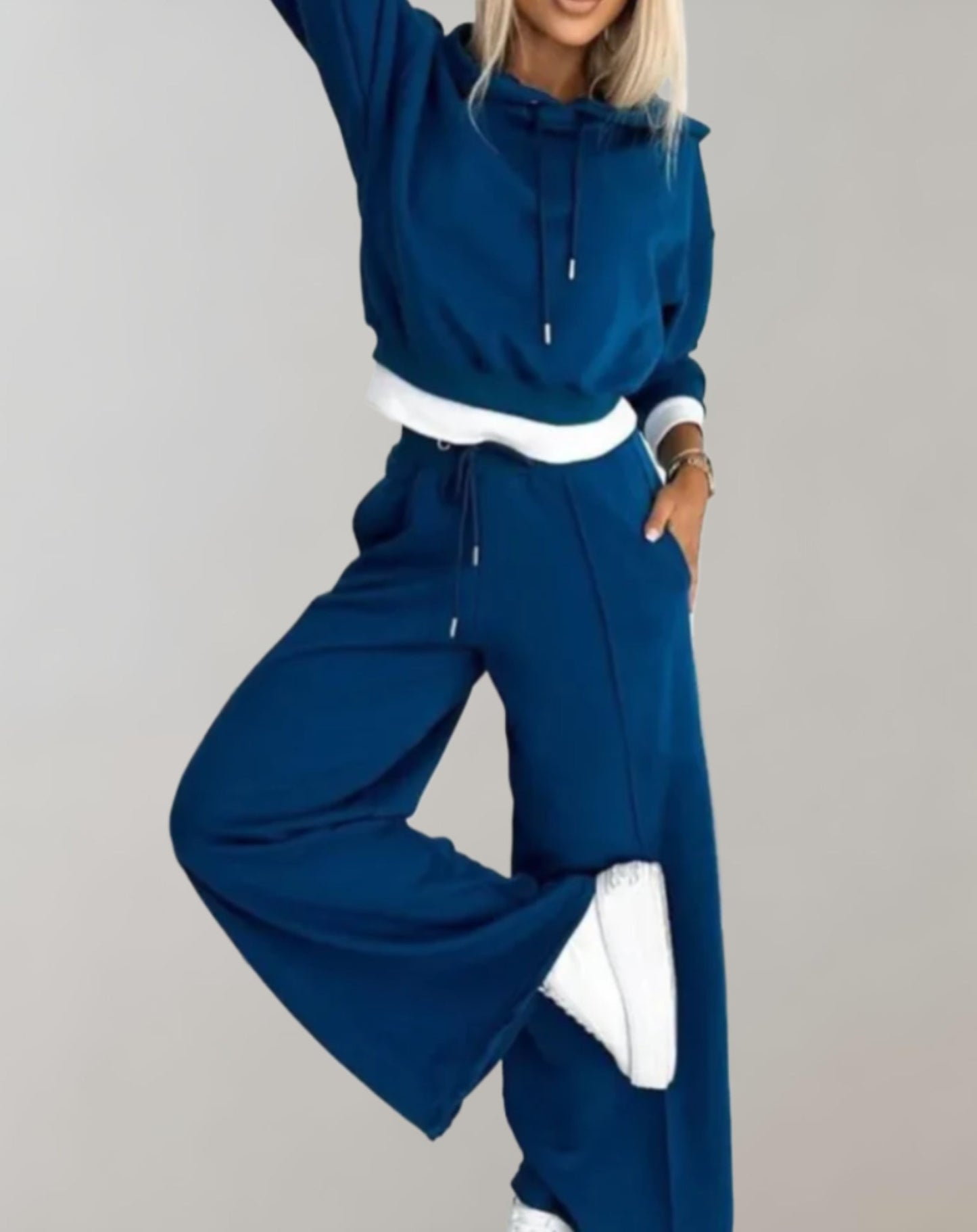 Damen Loungeset Kapuze Weite Hose Bequem
