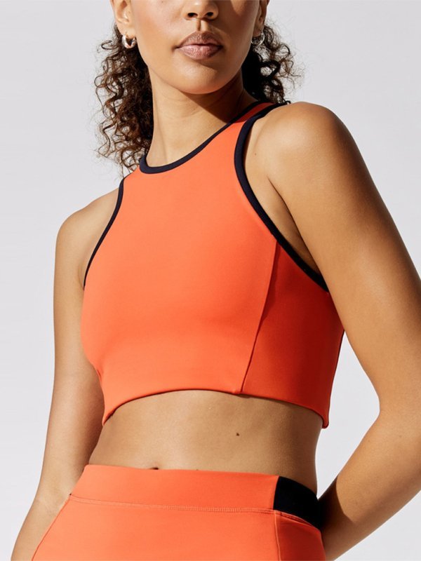 Sport-BH Racerback Orange Damen mit Kontrast Nähten - BerlinGlamour