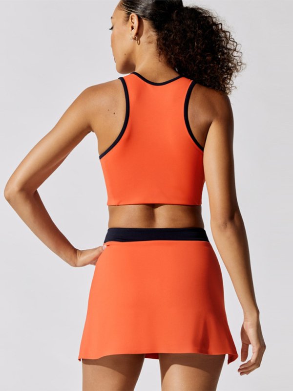 Sport-BH Racerback Orange Damen mit Kontrast Nähten