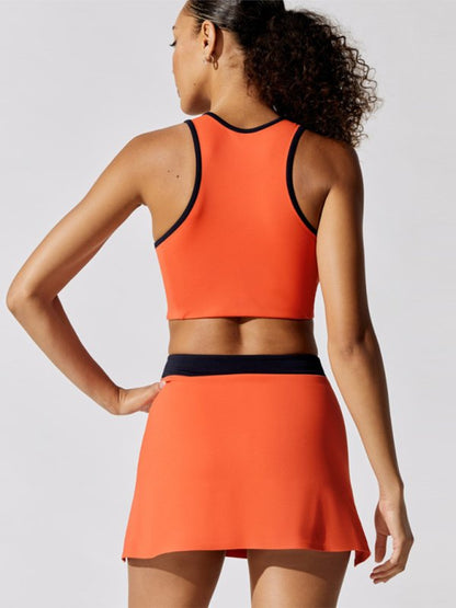 Sport-BH Racerback Orange Damen mit Kontrast Nähten