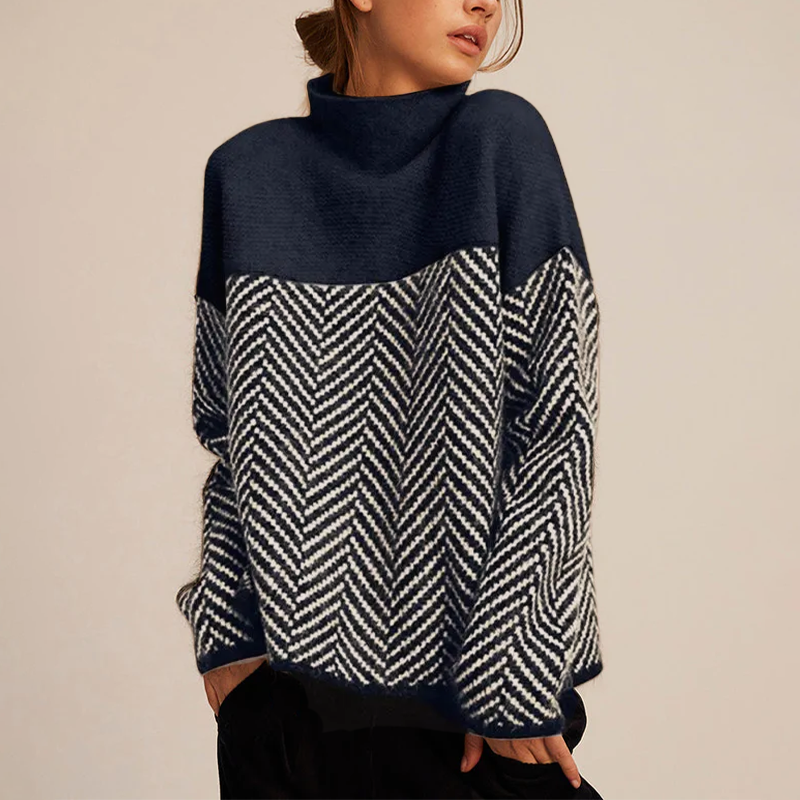 Damen Strickpullover Lockere Passform Hochkragen