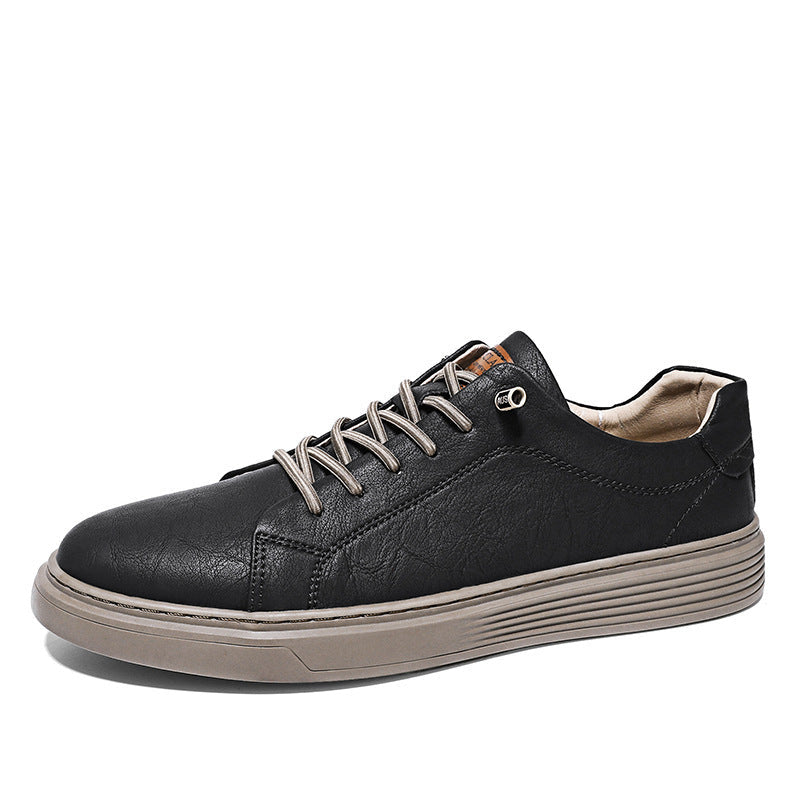 Herren Ledersneaker Elegante Schwarz Mode