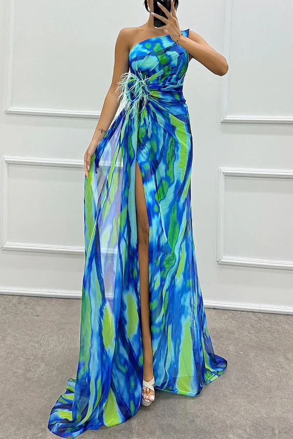 Schulterfreies Abendkleid Damen Lang Maxikleid mit Hochschlitz - BerlinGlamour