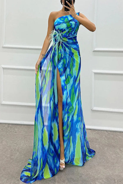 Schulterfreies Abendkleid Damen Lang Maxikleid mit Hochschlitz - BerlinGlamour