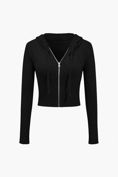 Strick-Set mit Kapuzenjacke und Schlaghose Warm