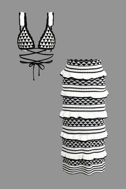 Strand-Bikini Set Häkel Top mit Rüschenrock - BerlinGlamour