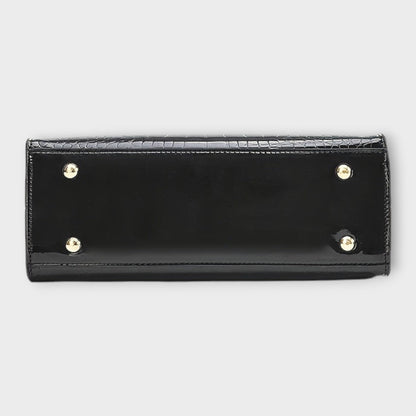 Elegante Damen Handtasche Klassisch Leder Schwarz