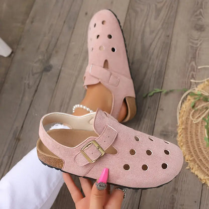 Retro Clogs mit Schnallenriemen Geschlossene Spitze