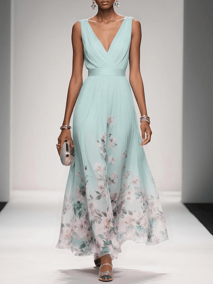 Damen Maxikleid Sommer Florales Leicht