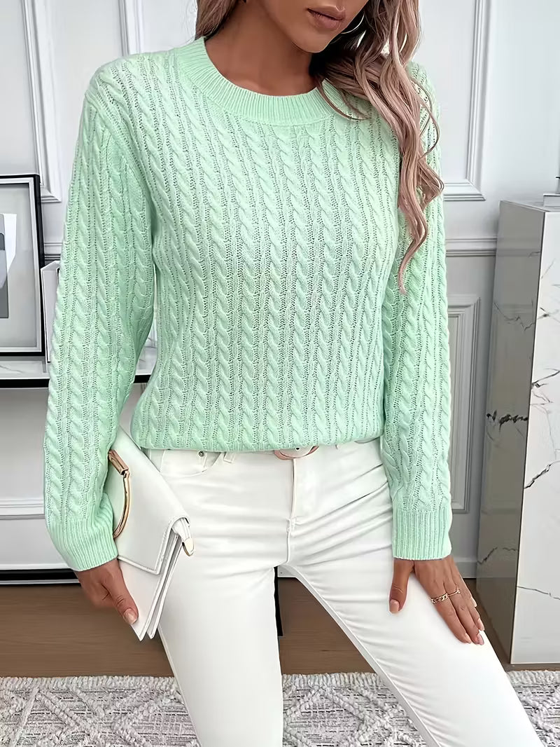Damen Strickpullover Zopfmuster Weich Warm Winter