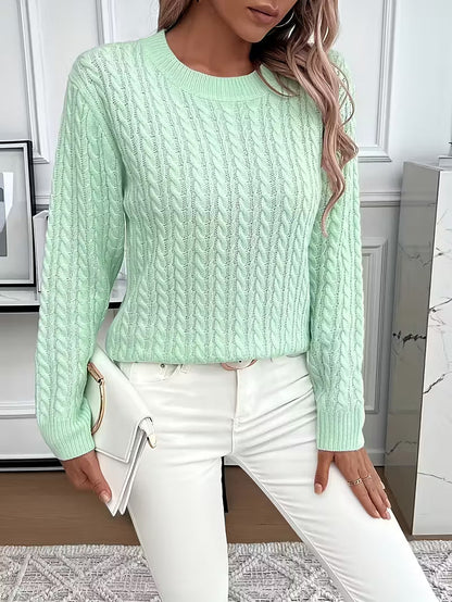 Damen Strickpullover Zopfmuster Weich Warm Winter