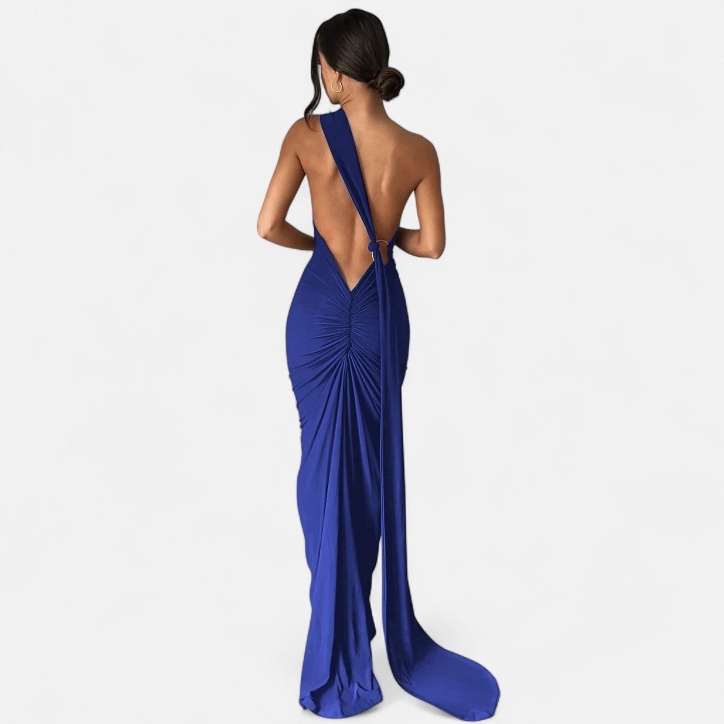 Damen Maxikleid Ein Schulter Neckholder Sommerkleid