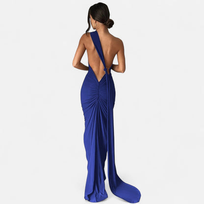 Damen Maxikleid Ein Schulter Neckholder Sommerkleid