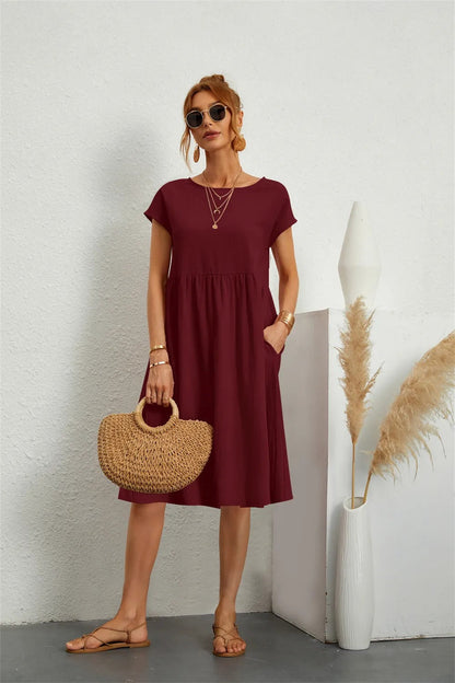 Sommerkleid Frauen Leicht Rosa Elegant