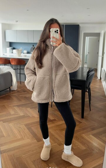 Lässiger Wintermantel Schwarz Modern
