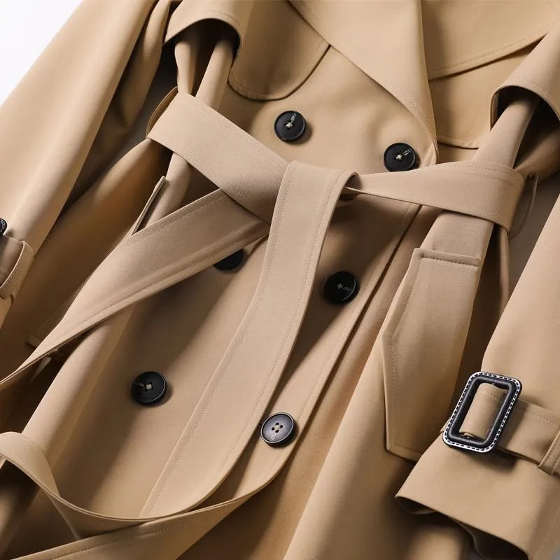 Damen Trenchcoat Klassisch mit Gürtel Winter