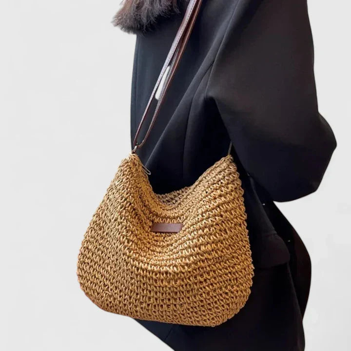 Damen Schultertasche Leder Natürlich Elegант