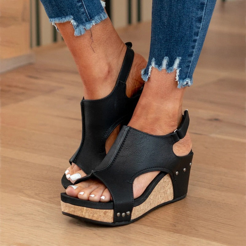 Leder-Sandalen Bequem Sommer Schuhe Damen