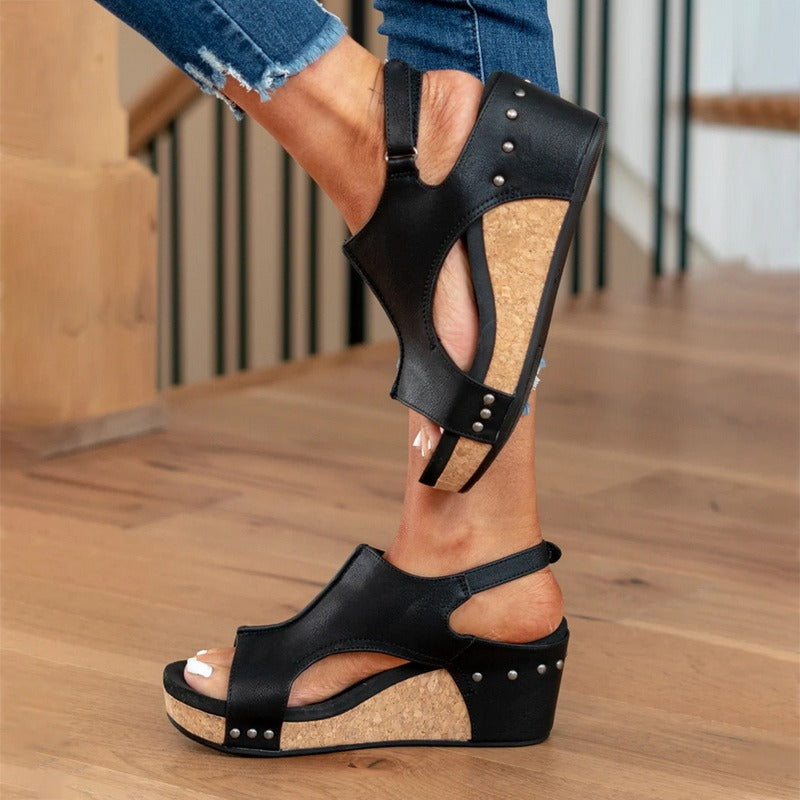 Leder-Sandalen Bequem Sommer Schuhe Damen