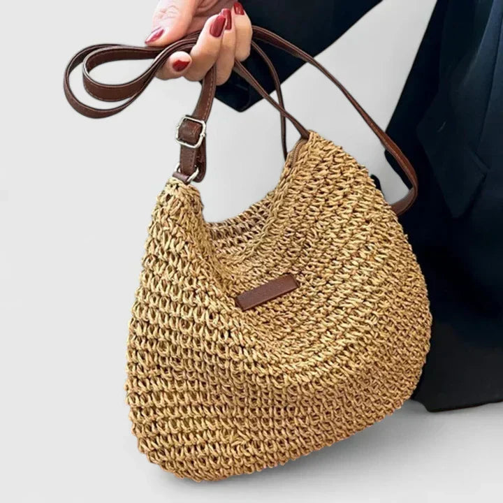 Damen Schultertasche Leder Natürlich Elegант