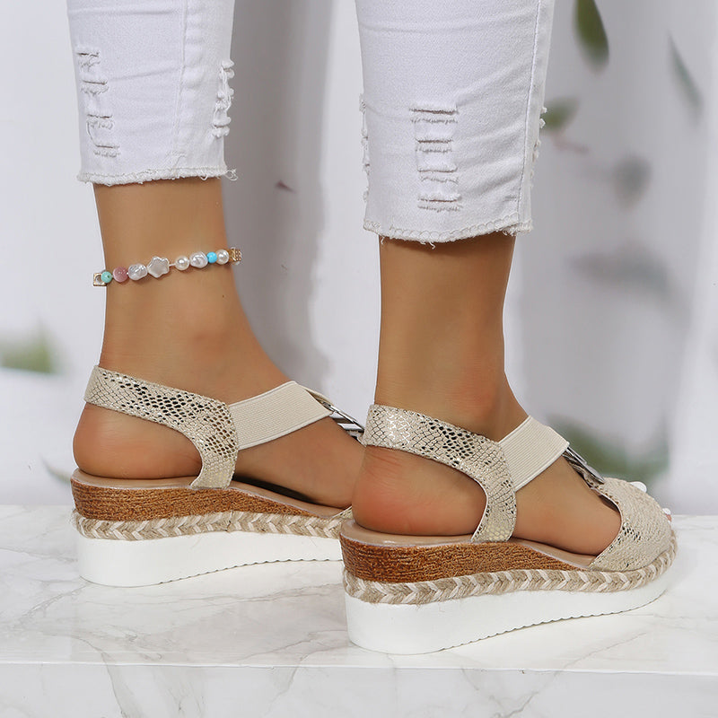 Leder Keilsandalen Damen Sommer Schuhe - BerlinGlamour