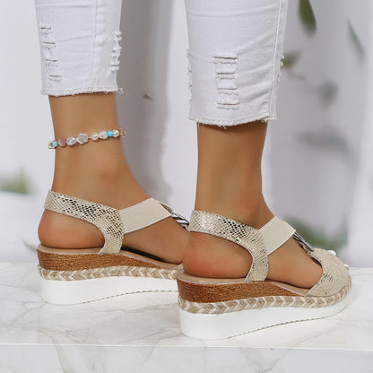 Leder Keilsandalen Damen Sommer Schuhe - BerlinGlamour