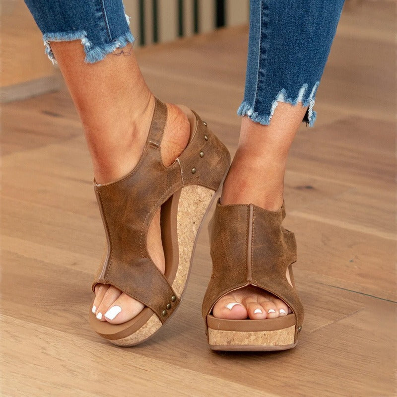 Leder-Sandalen Bequem Sommer Schuhe Damen