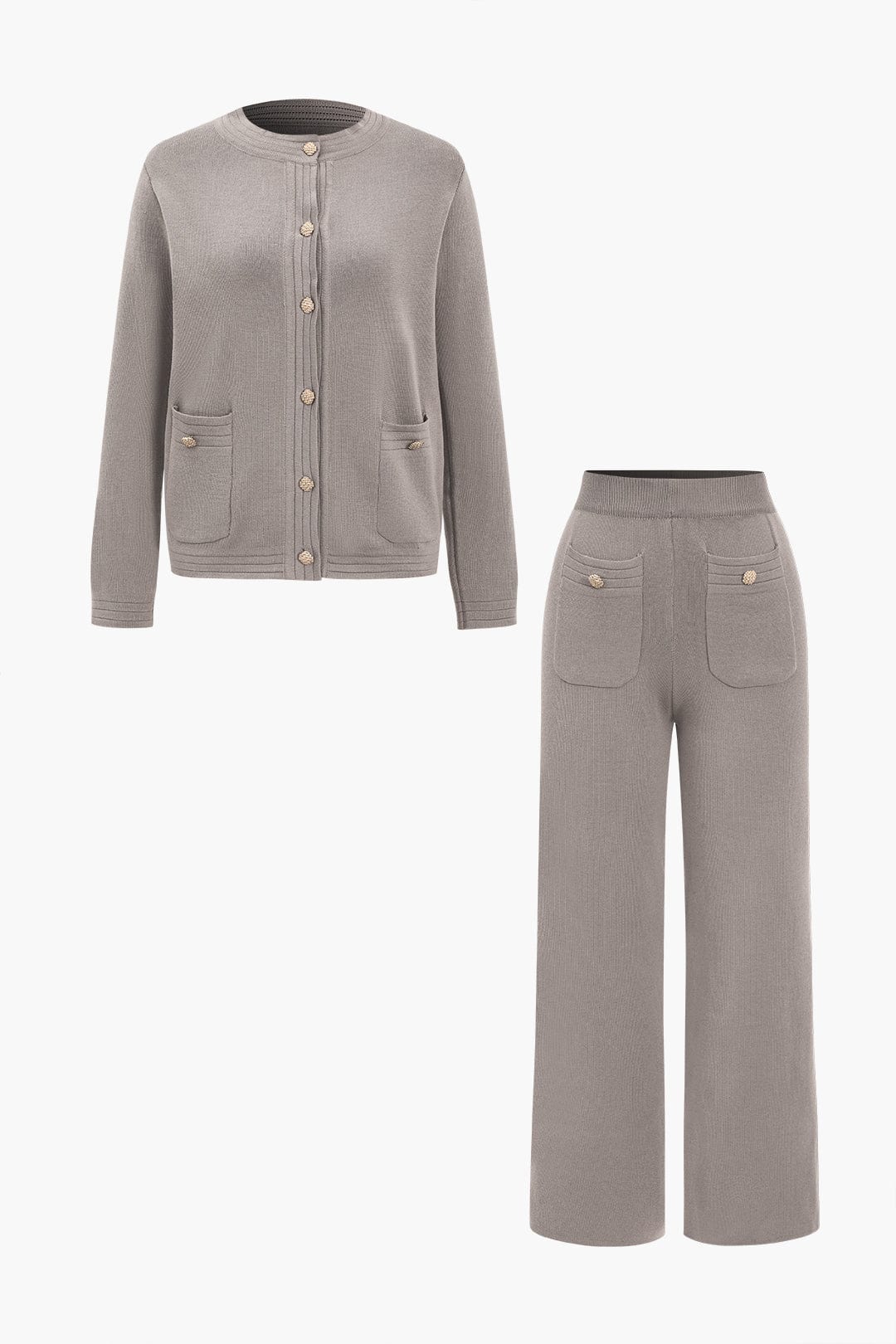 Strick-Zweiteiler-Set Damen Klassisch Cardigan Hose - BerlinGlamour
