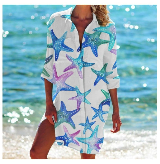 Strandkleid, Strickjacke, Badeanzug, Damenmode, BerlinGlamour Print-Hemd für den Urlaub