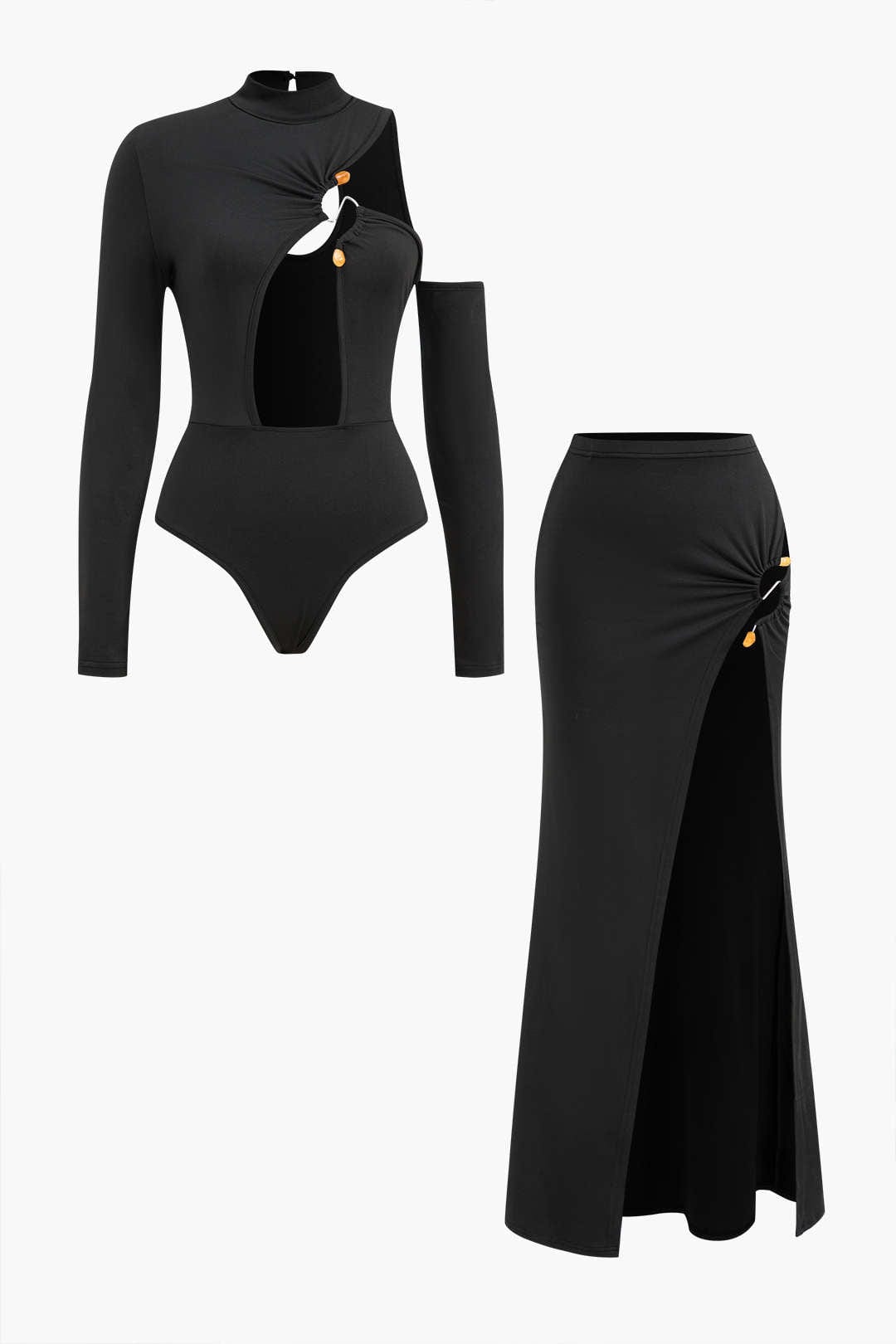 Elegantes Zweiteiler Set Maxi Rock Cut Out - BerlinGlamour