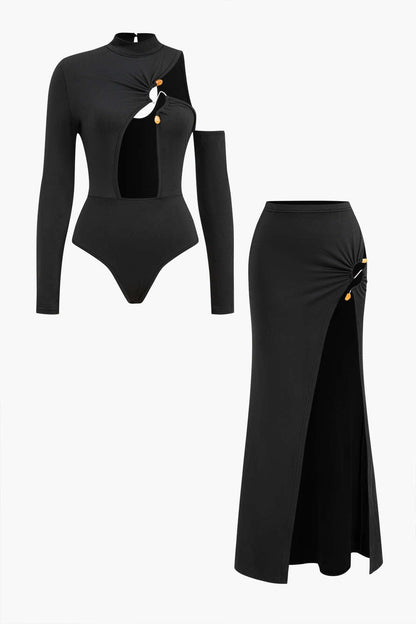 Elegantes Zweiteiler Set Maxi Rock Cut Out - BerlinGlamour