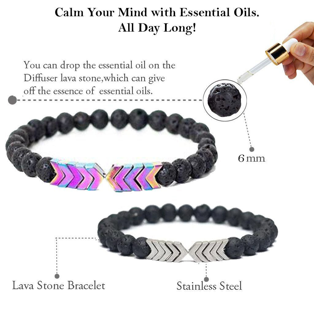 Lava Stein Armband Glitzer Schwarz