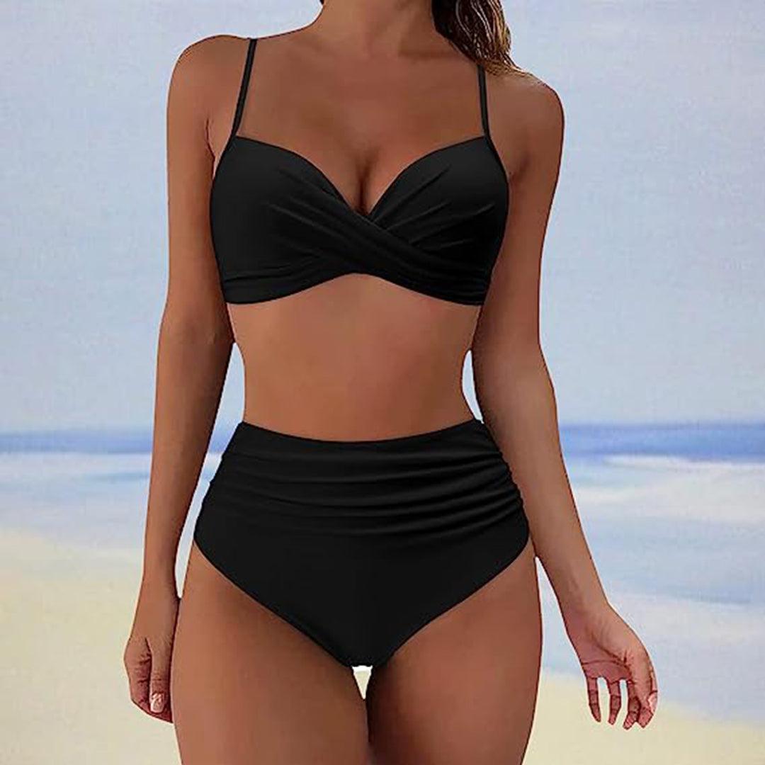 Hoher Waist Bikini Damen High-Waist-Badeanzug Zweiteilig