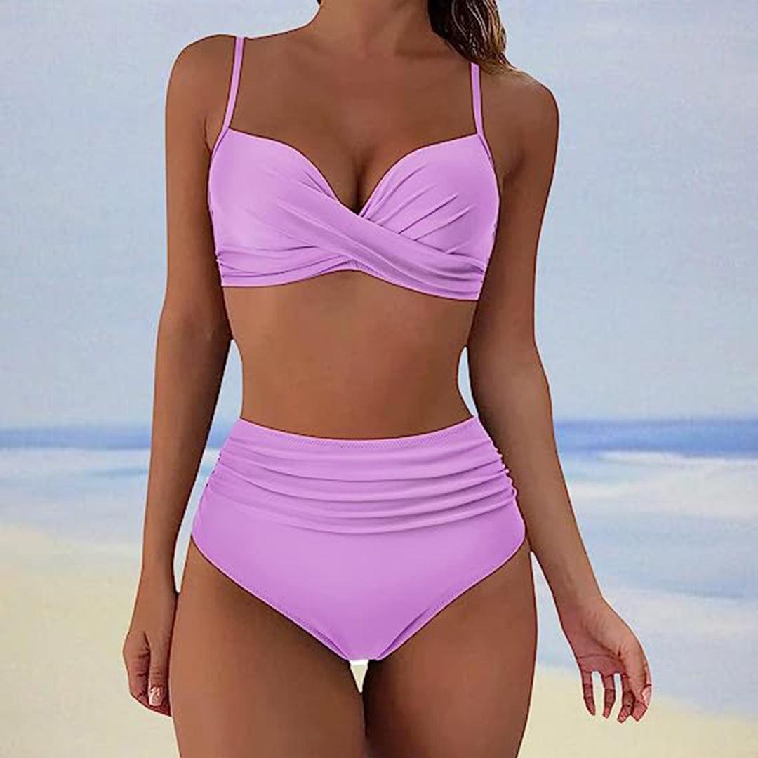 Hoher Waist Bikini Damen High-Waist-Badeanzug Zweiteilig
