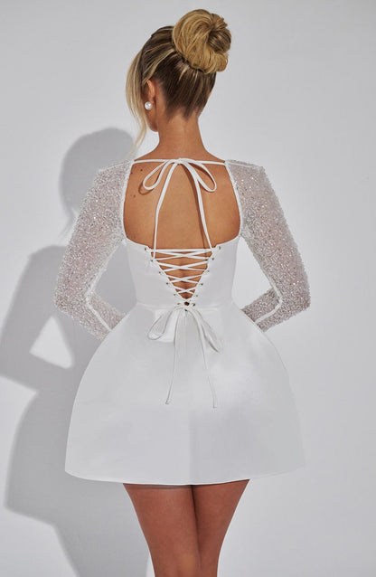 Kleid Minikleid Satiniert Glitzer Ärmel Lang