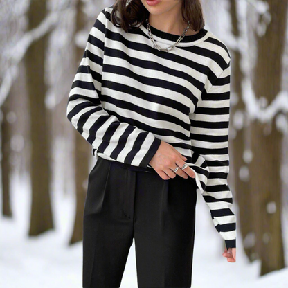 Damen Langarmshirt Lässig Gestreift Modern