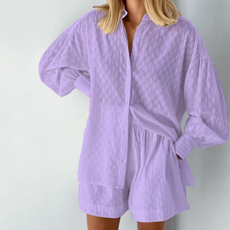 Sommer Set Damen Luftig Baumwoll Oversized