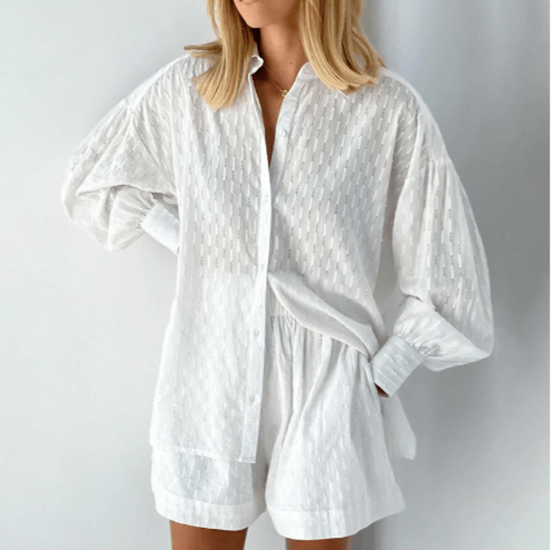 Sommer Set Damen Luftig Baumwoll Oversized - BerlinGlamour
