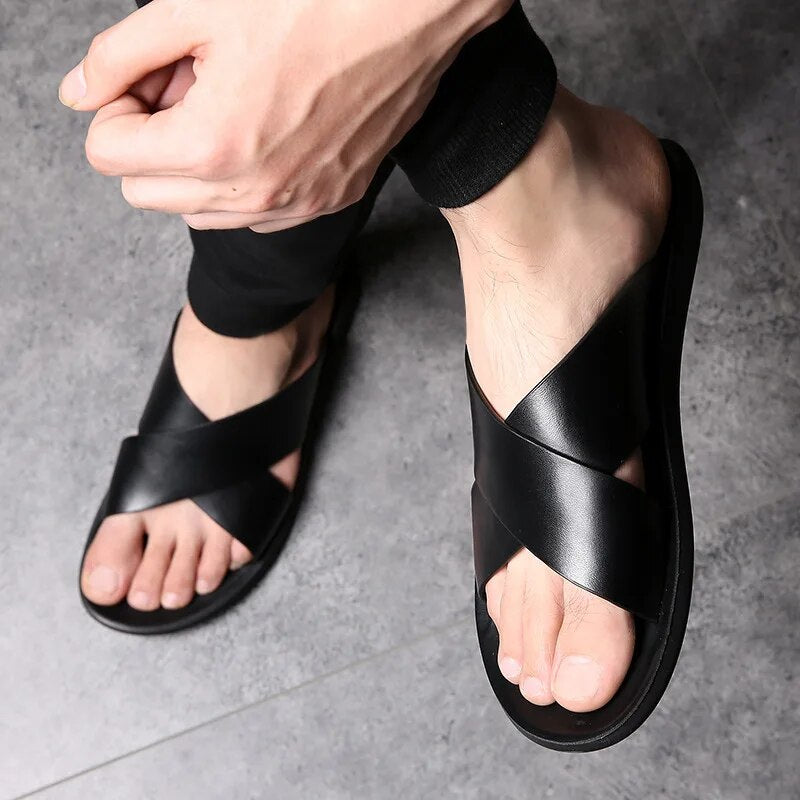 Bequeme Ledersandalen Rutschfest Sommer - BerlinGlamour
