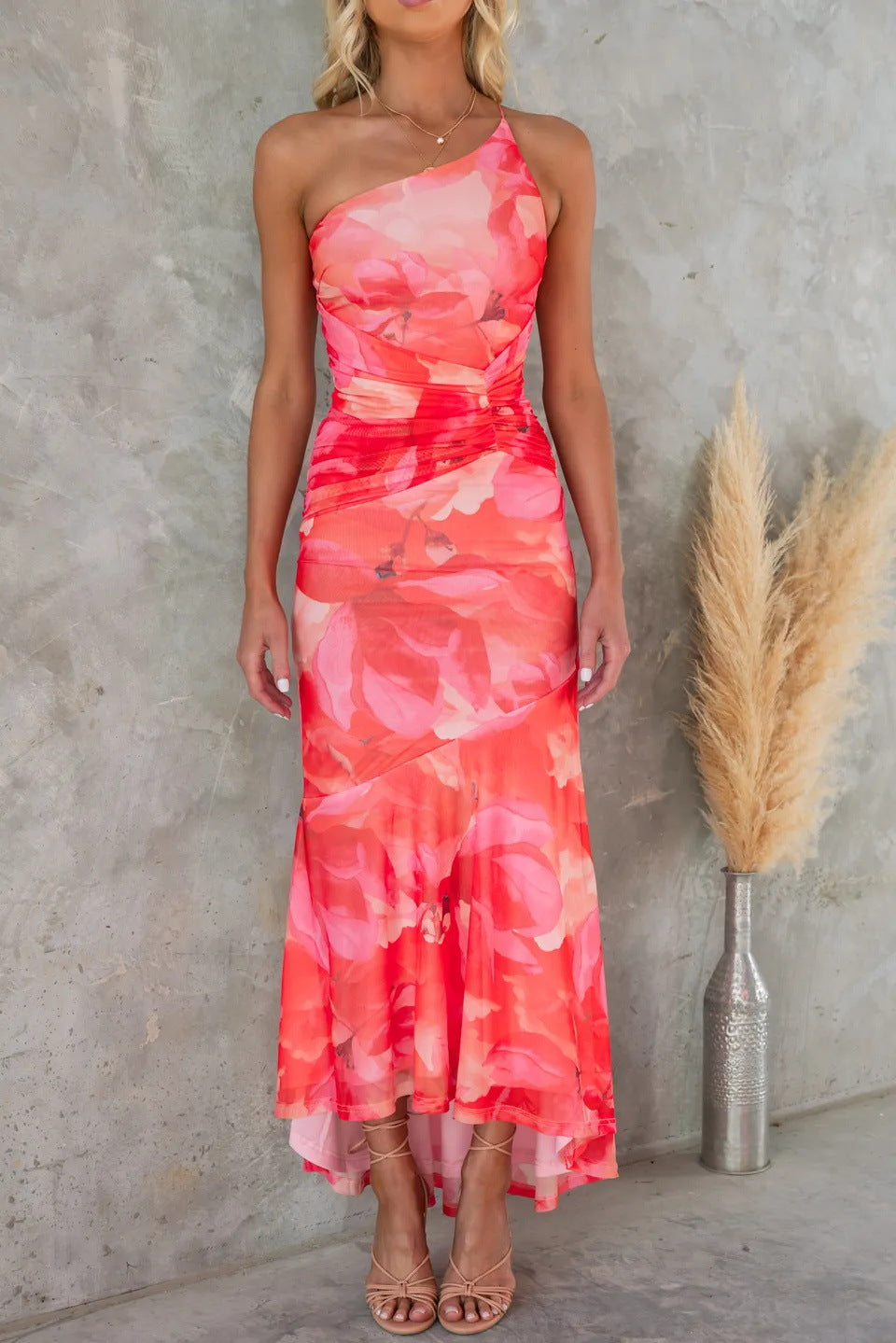 Sommerkleid Midikleid Blumenmuster Schulterfrei