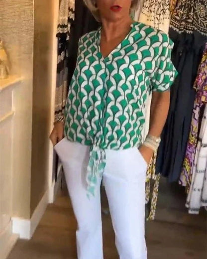 Frauenbluse Geometrisch Bedruckt Stilvoll Modern
