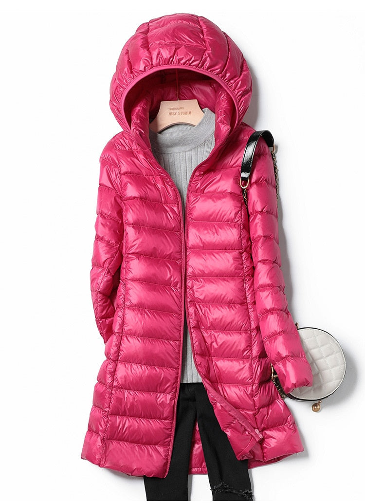 Damen Wintermantel Lang Modern Schwarz