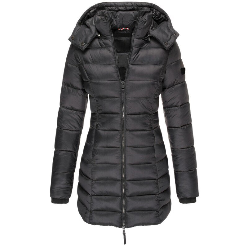 Daunenjacke Warm mit Kapuze und Reißverschluss