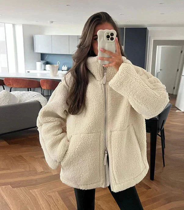 Frauen Fleecejacke Oversize Weich Warm - BerlinGlamour